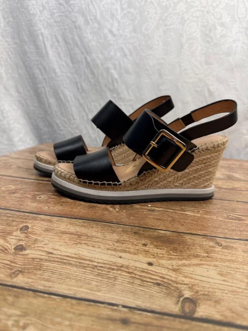 Tommy Hilfiger Women’s Size 6 Black Espadrille Wedge Sandals Bow Ankle Strap